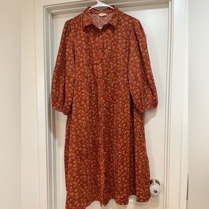 Roolee Rust Floral Midi Dress